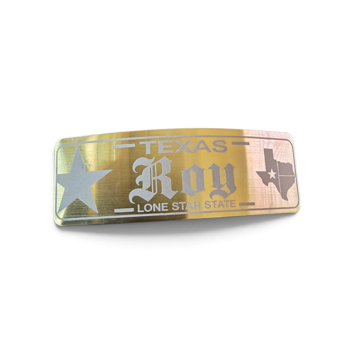 THE TEXAS STATE STAINLESS STEEL NAME PLATE GOLD