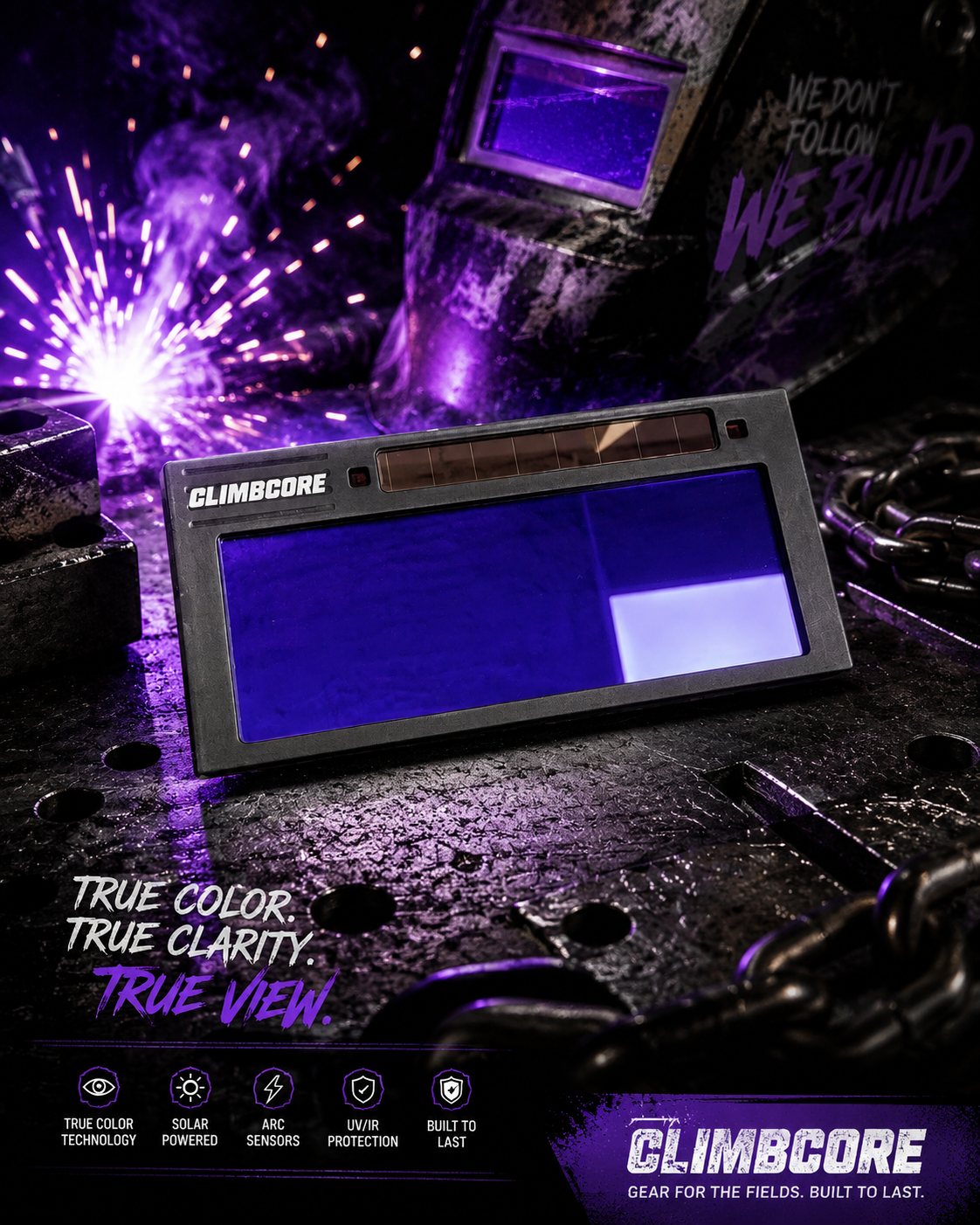 CLIMBCORE ULTRA TRUE VIEW ADJUSTABLE SHADE 5-13 WELDING PURPLE LENSE