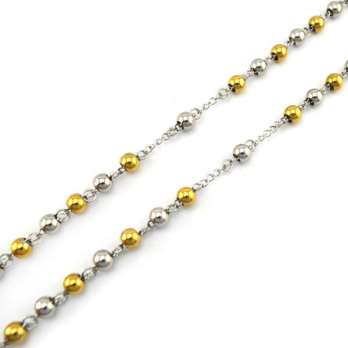 STAINLESS STEEL ROSARY GOLD AND SILVER
